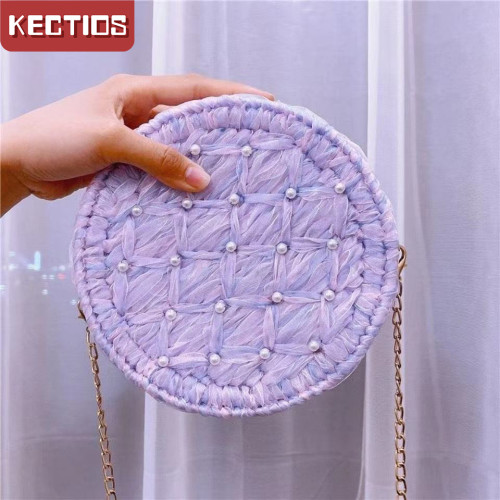 【Kectios™】diy手工編織包包手織材料包網紅自製禮物單肩斜挎小圓包時尚百搭