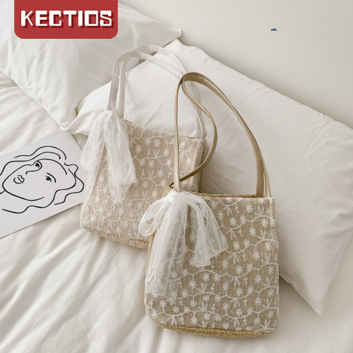 【Kectios™】春夏仙女蕾絲百搭手提編織托特包