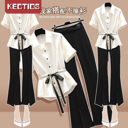 【Kectios™】微胖妹妹顯瘦遮肉套裝大碼女裝夏季2021年新款洋氣減齡時尚兩件套【預售10天發貨】