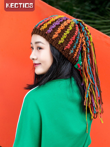 【Kectios™】嘻哈風臟辮帽手工棉線編織帽子棒針diy毛線團織材料包