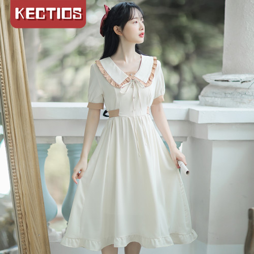 【Kectios™】超仙甜美連衣裙女裝夏季新款夏天森系收腰白色裙子初戀少女(預售6月21日前發貨)