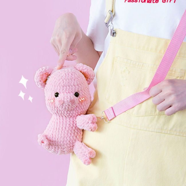 【Kectios™】diy手工卡通兒童小豬包包材料包動物玩偶包鉤針冰條毛線