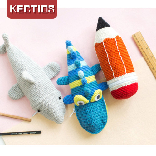 【Kectios™】大容量趣味筆袋 手工製作diy編織嬰兒鉤針寶寶毛線團材料包
