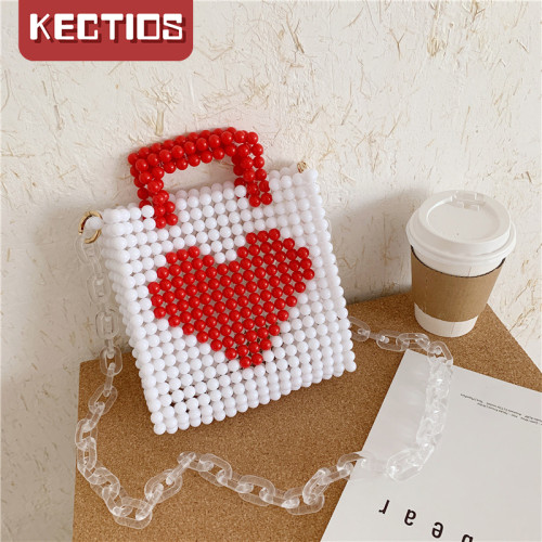 【Kectios™】對勾冠冠勾勾串珠包diy材料 亞克力珠子手工編織女手提手機斜挎包