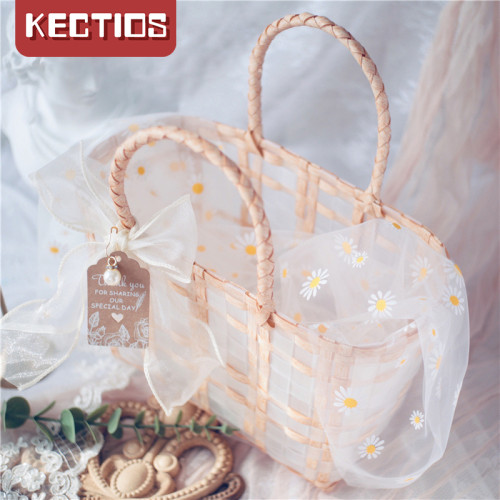 【Kectios™】實用結婚女伴娘伴手禮盒編織籃高端包裝盒空回禮手提花籃森系成品