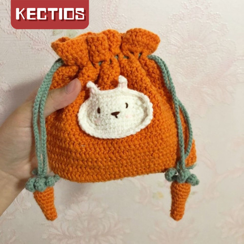 【Kectios™】束口袋零錢包迷你可愛小包手工diy材料包毛線編織自製耳機袋斜挎