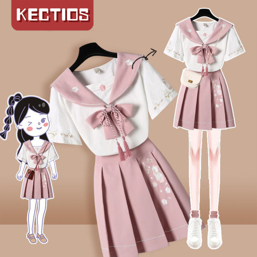 【Kectios™】2021年新款夏氣質鹽系炸街國風減齡兩件套裝裙
