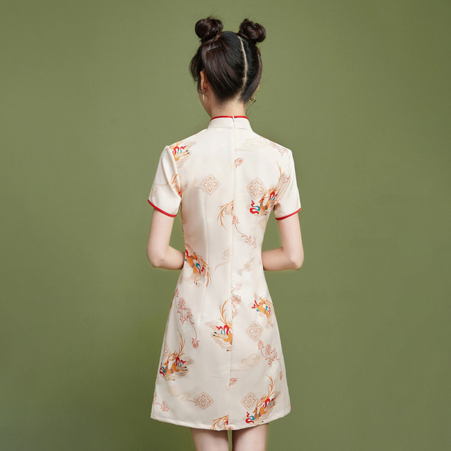 【Kectios™】旗袍改良連衣裙2021年新款夏短款小個子現代年輕款少女國風
