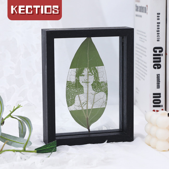 【Kectios™】100%好評！情人節520送女友男友照片客製化 葉雕照片定制 實木相框免費刻字
