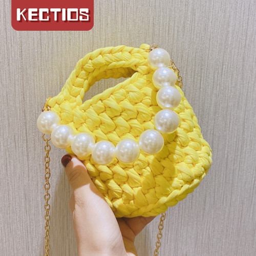 【Kectios™】珍珠手工包包編織diy材料包小眾自製女包新款布條單肩斜挎包