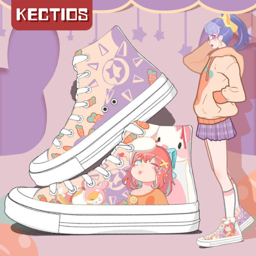 【Kectios™】魔法少女日系二次元原創手繪帆布鞋女學生可愛甜美板鞋