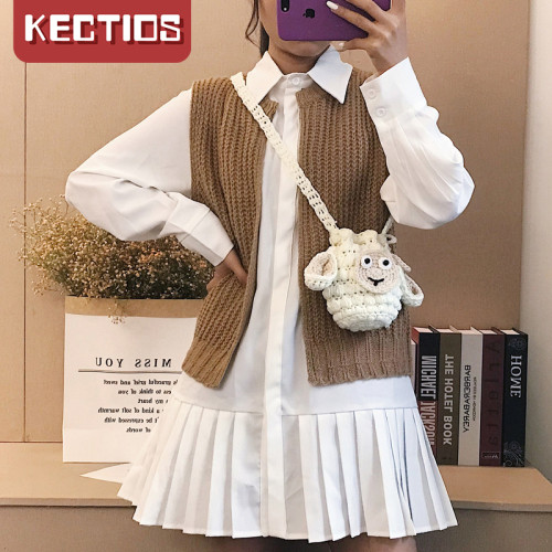 【Kectios™】小綿羊毛線包diy手工編織包兒童斜挎小包包手鉤針織包夏季斜挎包