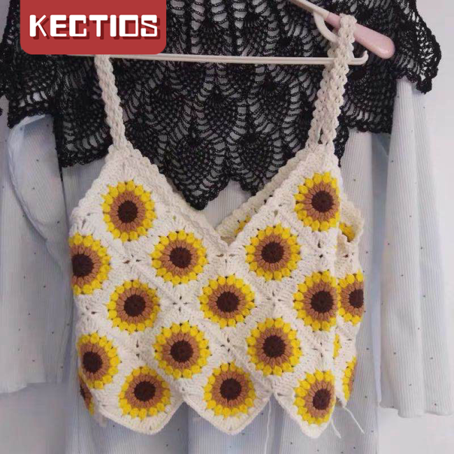 【Kectios™ 】DIY包包手工編織包blue可愛女向日葵包毛線包孕媽打發時間材料包