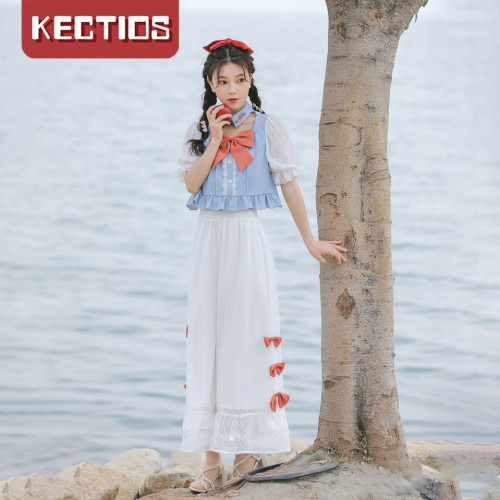 【Kectios™ 】白雪公主設計感洋氣減齡兩件套裝闊腿褲夏