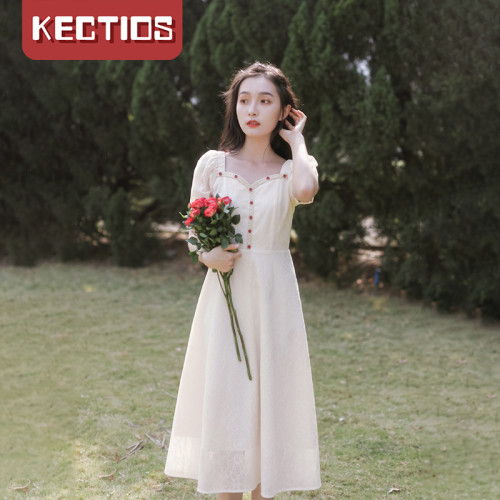 【Kectios™ 】收腰顯瘦法式復古氣質小眾設計感連衣裙夏