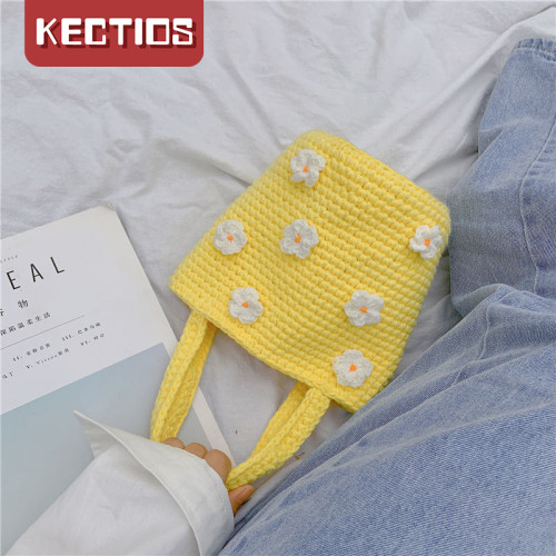 【Kectios™ 】手工編織毛線鉤針水桶包手提包小花包包diy材料包自製禮物送閨蜜