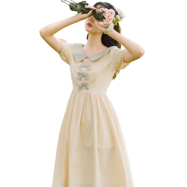 【Kectios™ 】小清新連衣裙夏裝2021新款甜美娃娃領仙女長裙子