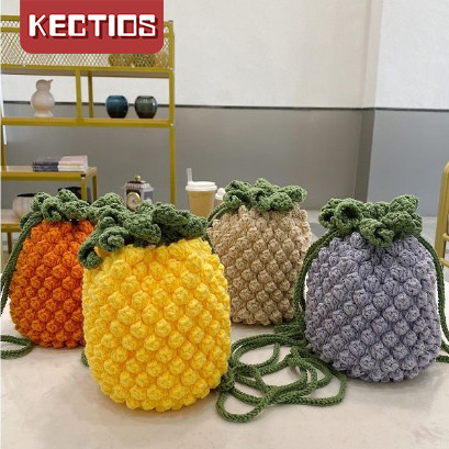 【Kectios™ 】手工編織菠蘿包diy材料包自製毛線鉤針成品束口