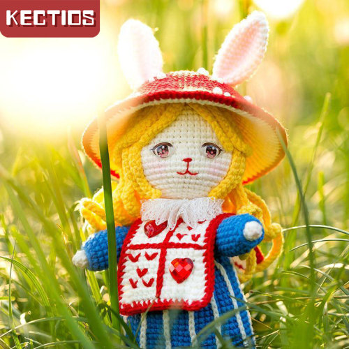 【Kectios™ 】愛麗絲兔子玩偶手工diy編織毛線娃娃鉤針材料包