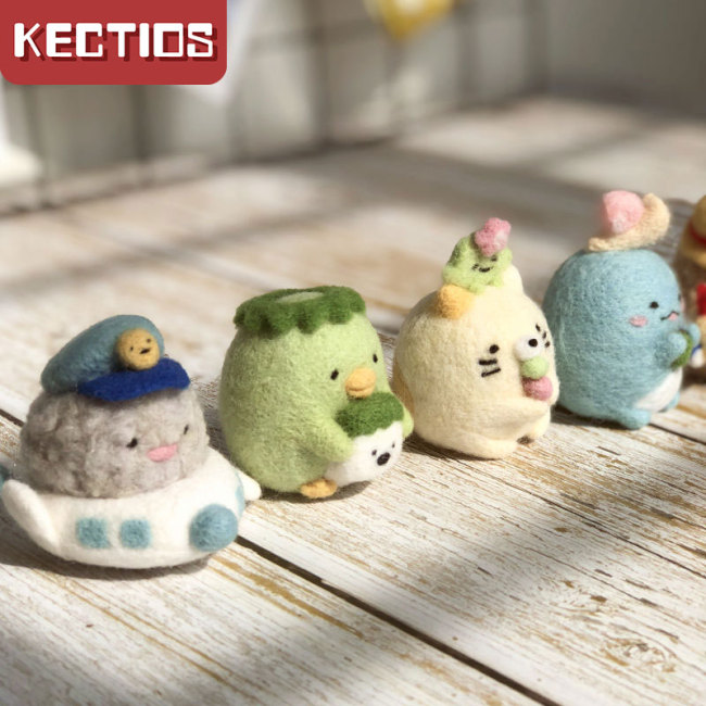 【Kectios™】可愛日本小熊小貓咪動物羊毛氈戳戳樂材料包新手手工DIY禮物套裝