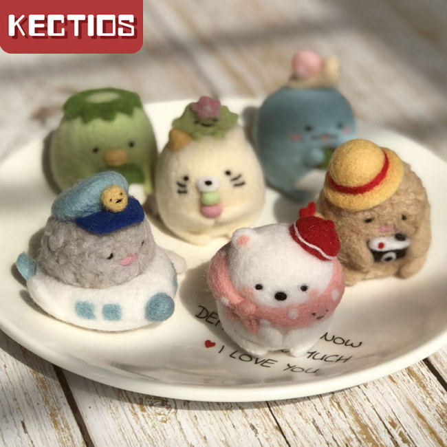 【Kectios™】可愛日本小熊小貓咪動物羊毛氈戳戳樂材料包新手手工DIY禮物套裝