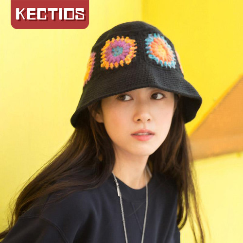 【Kectios™】拼花漁夫帽手工diy編織材料包毛線團帽子棉線飝