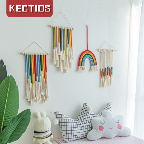 【Kectios™】彩虹掛毯macrame材料包教學手工diy編織彩色裝飾棉繩線臥室民宿