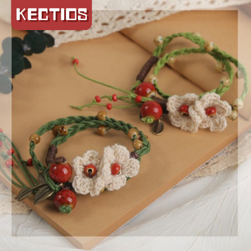 【Kectios™】手工編織花朵手鍊頸鍊小清新甜美文藝仙女少女心禮物