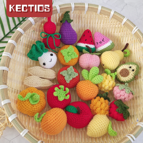 【Kectios™】水果蔬菜毛線編挂件diy草莓西瓜PP桃牛油果梨視頻材料包