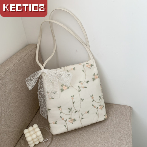 【Kectios™】韓版2020少女小包包女新款百搭純色包蕾絲單肩手提包托特包潮
