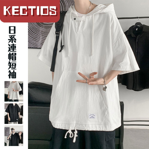 【Kectios™】夏季港風連帽短袖情侶T恤I韓版潮流寬鬆百搭休閒帥氣半袖