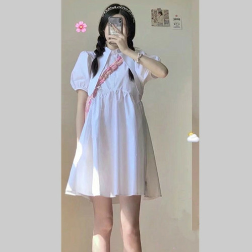 【Kectios™  】可鹽可甜娃娃領裙子女2021夏季新款小眾設計感茶歇氣質收腰連衣裙