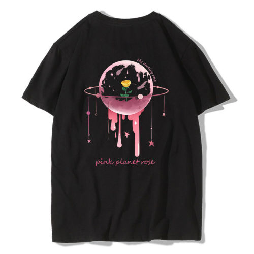 【Kectios™  】夏季新款情侶超火網紅玫瑰星球情侶T恤寬鬆