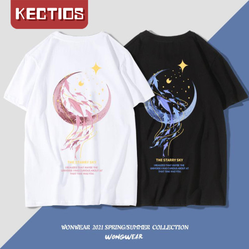 【Kectios™  】NASA月亮海豚新款情侶t恤設計感短袖