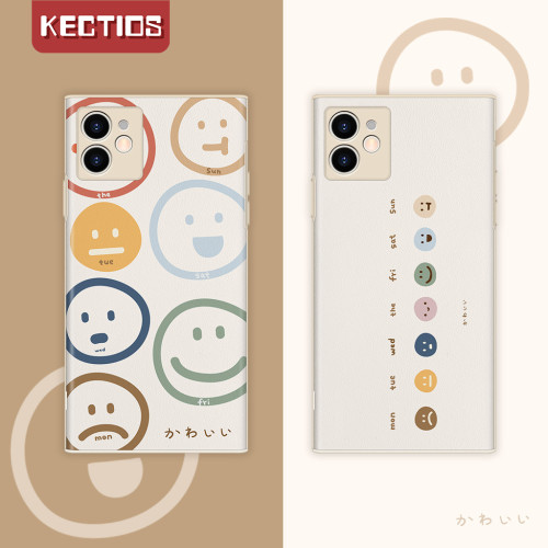 【Kectios™  】精緻方形小羊皮手機殼 復古簡約圖案 經典時尚