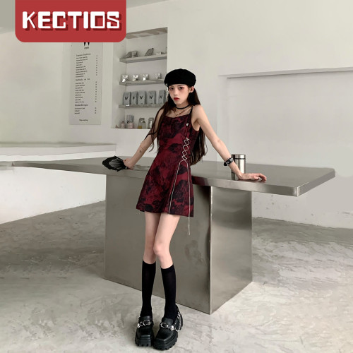 【Kectios™  】夏季新款收腰吊帶紮染裙小眾連衣裙
