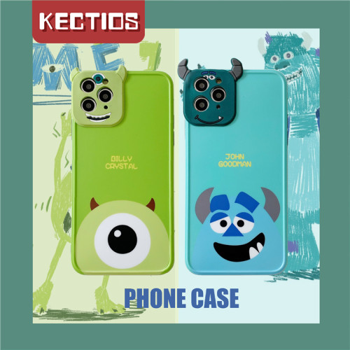 【Kectios™  】卡通怪獸鏡頭加高保護手機殼 創意可愛自拍