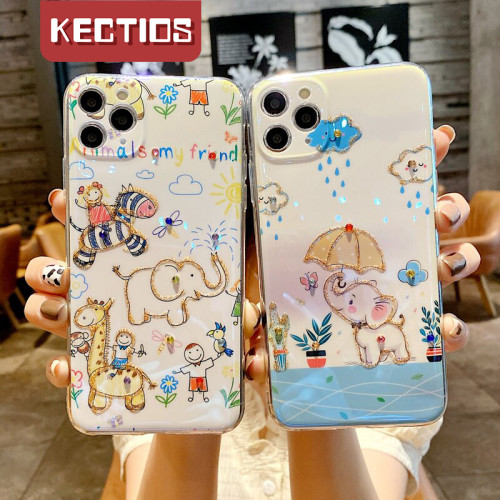 【Kectios™  】可愛藍光水鉆小象手機殼 鏡頭全包保護