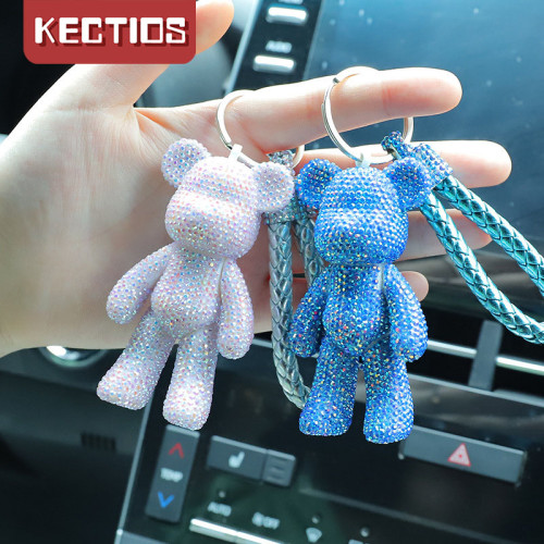 【Kectios™  】爆款暴力熊汽車鑰匙扣手工貼鑽玩偶公仔創意情侶小掛件材料包