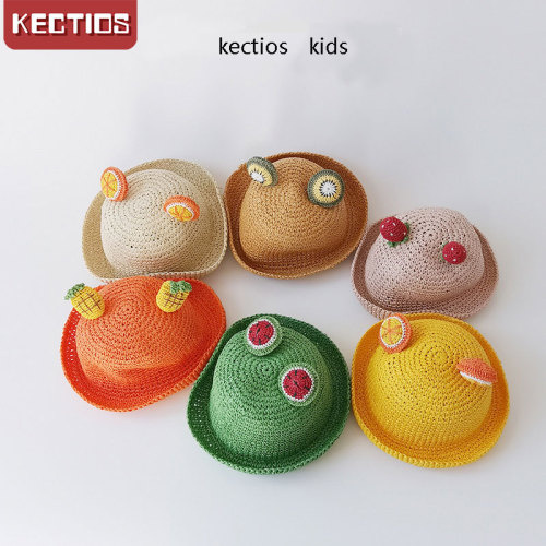 【Kectios™  】夏季外出男女童水果鉤針手工兒童太陽帽