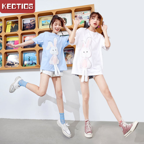 【Kectios™  】甜美立體貼布繡短袖t恤女2021春季寬鬆上衣潮