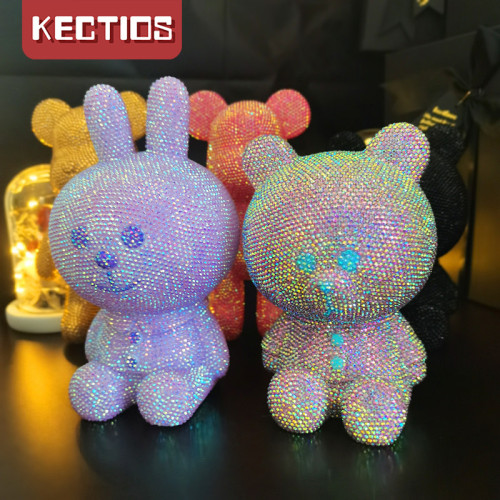 【Kectios™  】布朗熊手工貼鑽DIY存錢罐兒童創意卡通玩偶