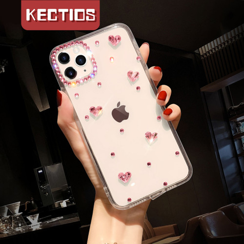 【Kectios™  】彩色立體水鉆透明硅膠軟殼 簡約氣質時尚甜美