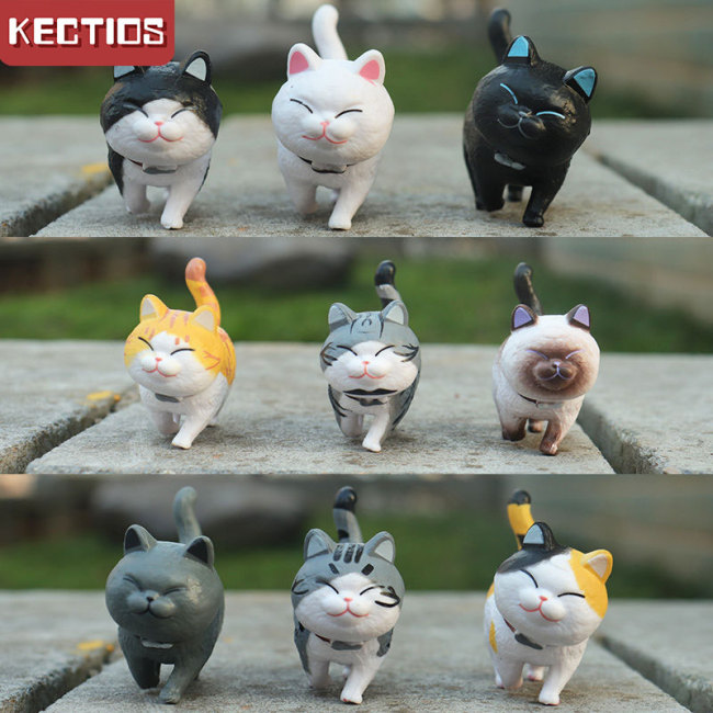 【Kectios™ 】可愛小貓咪擺件公仔創意桌面裝飾卡通鈴鐺貓玩偶網紅貓房間裝飾品