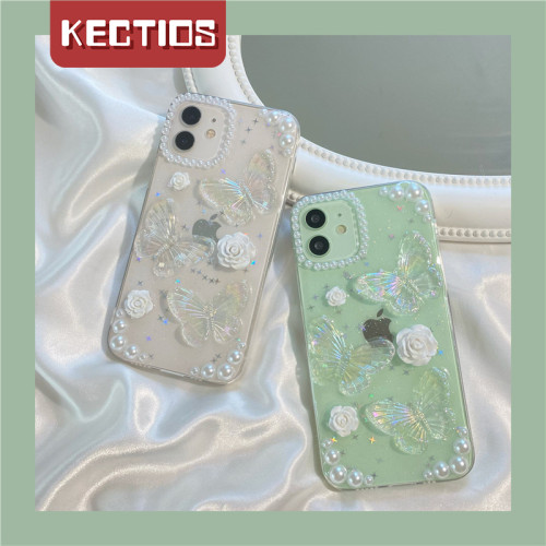 【Kectios™ 】透明滴膠立體珍珠蝴蝶手機殼 仙氣十足 甜酷時尚