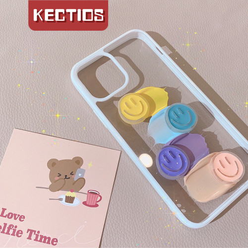 【Kectios™ 】彩色笑臉紐扣手機殼 創意涂鴉立體半透明殼