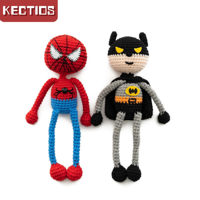 【Kectios™】蝙蝠俠蜘蛛俠冰箱貼玩偶編織DIY材料包5股牛奶棉線編織