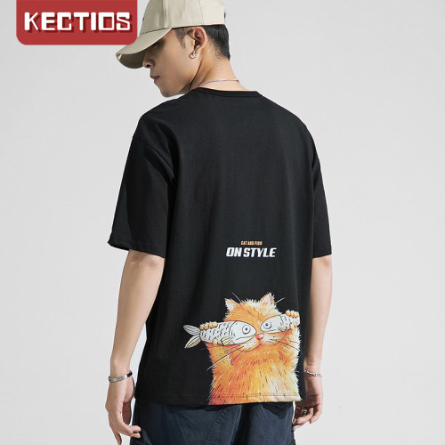 【Kectios™】潮牌情侣短袖2021新款宽松五分袖情侣纯棉T恤