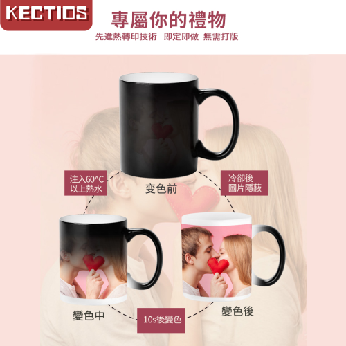 【Kectios™】網紅星空變色杯倒熱水顯圖杯子客制照片創意個性潮流馬克杯帶蓋勺