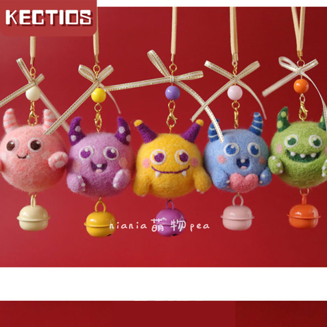 【Kectios™】塗鴉小怪獸羊毛氈戳戳樂材料包 手工DIY工具新手套裝 車掛鑰匙扣